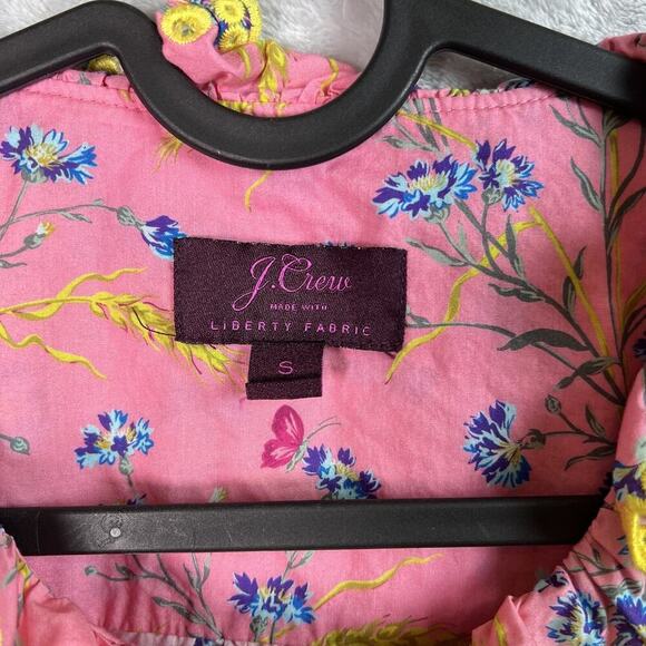 J Crew Liberty Fabric Shirt Blouse Size Small Pink Floral Lace Button Up - Picture 5 of 13